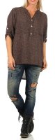 Bluse mit Blumen Print Shirt 6709 dunkelbraun
