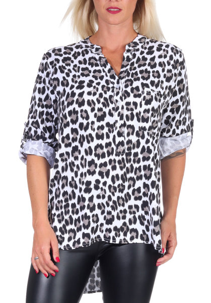Bluse mit Leoparden Print 6702 (weiß)