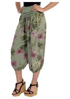 Aladinhose mit floralem Muster Pluderhose 8938 (oliv)