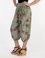 Aladinhose mit floralem Muster Pluderhose 8938 (oliv)