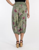 Aladinhose mit floralem Muster Pluderhose 8938 (oliv)