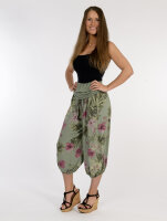 Aladinhose mit floralem Muster Pluderhose 8938 (oliv)