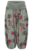 Aladinhose mit floralem Muster Pluderhose 8938 (oliv)