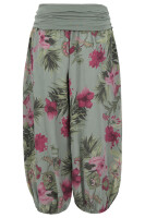 Aladinhose mit floralem Muster Pluderhose 8938 (oliv)