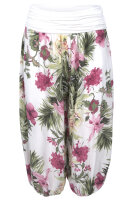 Aladinhose mit floralem Muster Pluderhose 8938 (weiß)