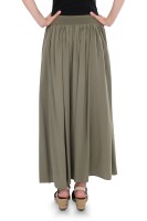Damen Maxi Rock, langer Rock blickdicht, Sommerrock mit Bund Rock - 2203 (oliv)