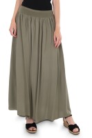 Damen Maxi Rock, langer Rock blickdicht, Sommerrock mit Bund Rock - 2203 (oliv)