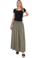 Damen Maxi Rock, langer Rock blickdicht, Sommerrock mit Bund Rock - 2203 (oliv)