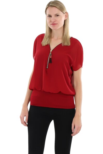 kurzarm Bluse im Fledermaus Look 6298 (bordeaux)