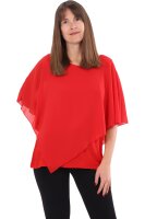 malito Damen Chiffonbluse asymmetrischer Schnitt 10732 (rot 34-44)