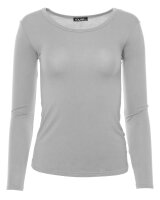 Basic Rundhals Langarmshirt Skinny Fit  1093 - Hellgrau M