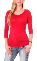 Basic T-Shirt Halbarm Skinny Fit - 1073 Rot S