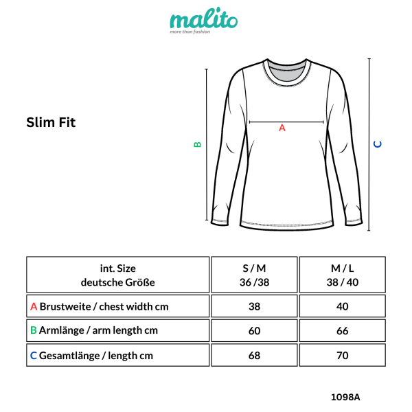 Basic Langarm Longshirt Skinny Fit  1098A - Türkis S/M