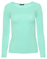 Basic Rundhals Langarmshirt Skinny Fit  1093 - Aqua S