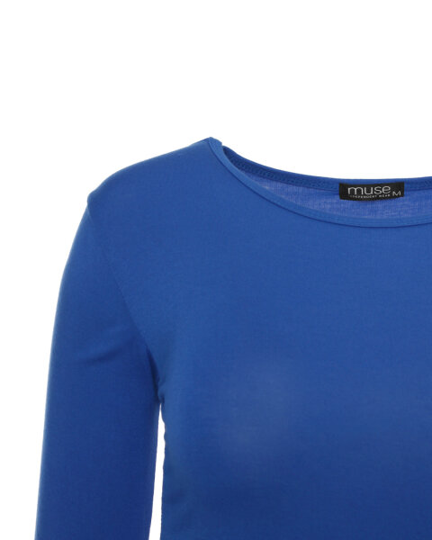 Basic Rundhals Langarmshirt Skinny Fit  1093 - Blau M