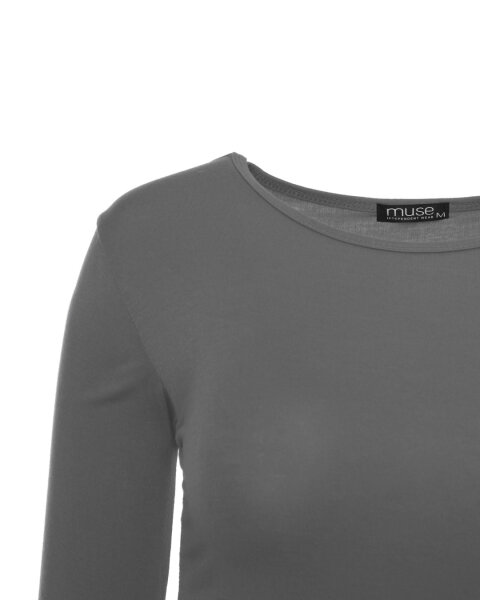 Basic Rundhals Langarmshirt Skinny Fit  1093 - Dunkelgrau S