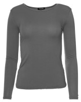 Basic Rundhals Langarmshirt Skinny Fit  1093 - Dunkelgrau S