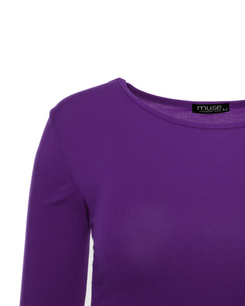Basic Rundhals Langarmshirt Skinny Fit  1093 - Violett S