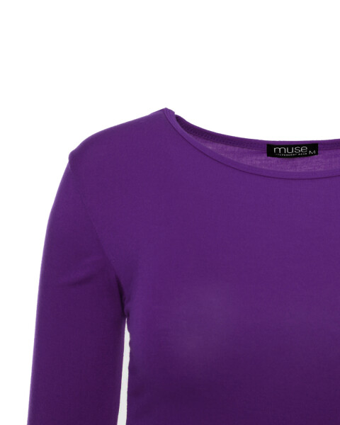 Basic Rundhals Langarmshirt Skinny Fit  1093 - Violett M