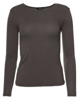 Basic Rundhals Langarmshirt Skinny Fit  1093 - Espresso L