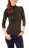 Basic Rollkragenshirt Langarm  3315 - Espresso