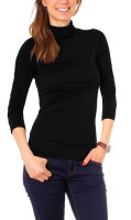 Basic Rollkragenshirt Langarm  3315 - Schwarz