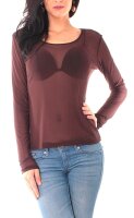 Mesh-Shirt Langarm transparent  8032 - Dunkelbraun