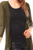 Mesh Cardigan Jäckchen transparent  7058 - Khaki