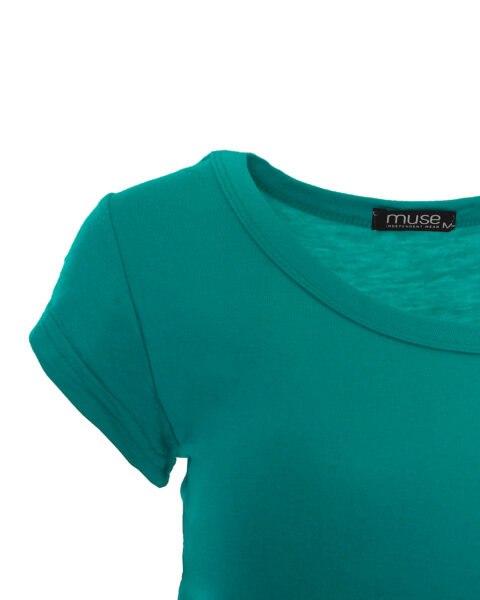 Basic Kurzarm T-Shirt Skinny Fit 1001 - Tealblue M