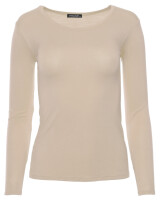 Basic Rundhals Langarmshirt Skinny Fit  1093 - Beige S