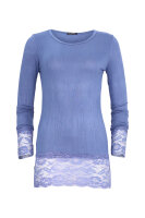 Langarm Longshirt mit Spitzensaum  0998 - Jeansblau S/M