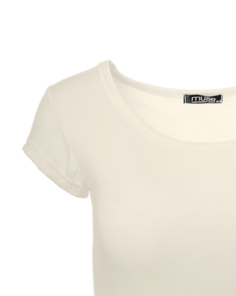 Basic Kurzarm T-Shirt Skinny Fit 1001 - Creme S