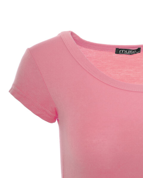Basic Kurzarm T-Shirt Skinny Fit 1001 - Pfirsichrosa M