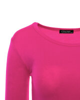 Basic Rundhals Langarmshirt Skinny Fit  1093 - Dunkel Pink S