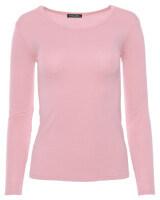 Basic Rundhals Langarmshirt Skinny Fit  1093 - Hellrosa S