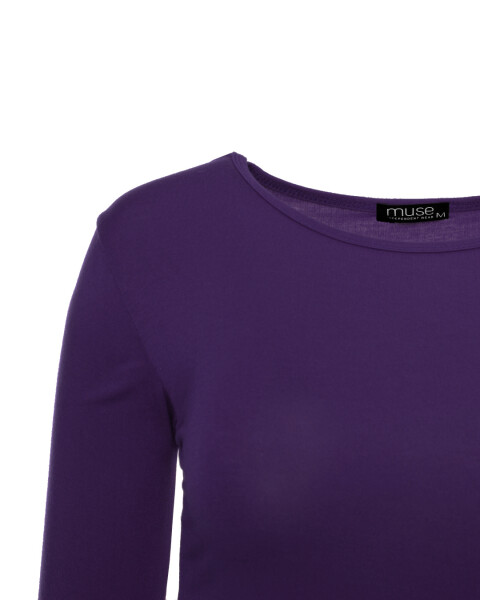 Basic Rundhals Langarmshirt Skinny Fit  1093 - Dunkelviolett M