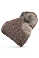 gefütterte Mustermix Wintermütze mit Bommel M101