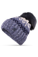 gefütterte Mustermix Wintermütze mit Bommel M101