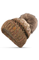 gefütterte Mustermix Wintermütze mit Bommel M101