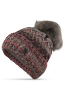 gefütterte Mustermix Wintermütze mit Bommel M101