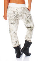 Sweathose mit Jungle Print Jogginghose 83728 (weiß)