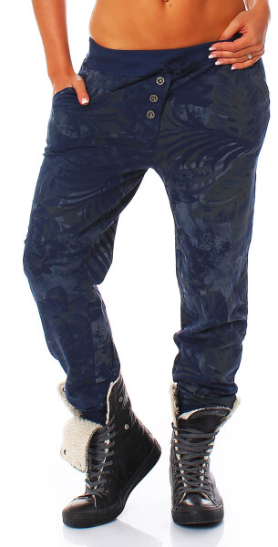 Sweathose mit Jungle Print Jogginghose 83728 (dunkelblau)