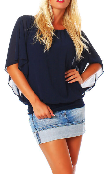 Bluse im Fledermaus Look Tunika 6296 (dunkelblau)