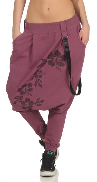 Malito Damen Haremshose - Floraler Blumen-Print, Viskose, Elastischer Bund - Bequeme Freizeit- & Strandhose