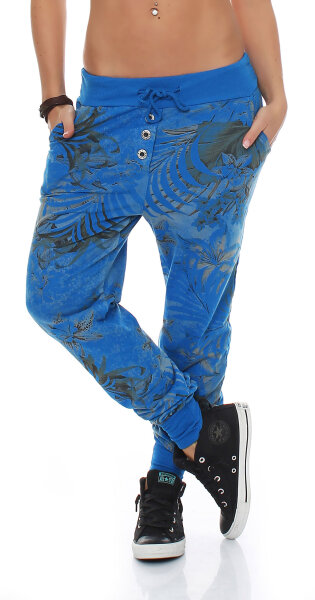 Sweathose mit Jungle Print Jogginghose 83728 (blau)