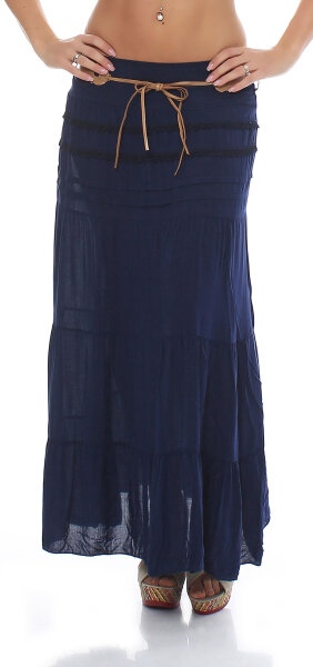 Maxi Rock mit Strickmuster elegant 1116 (dunkelblau)