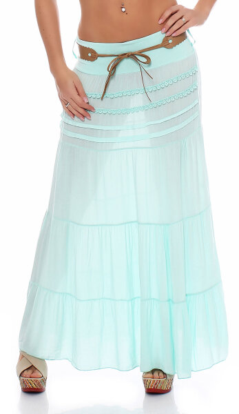 Maxi Rock mit Strickmuster elegant 1116 (türkis)