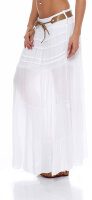 Maxi Rock mit Strickmuster elegant 1116 (weiß)