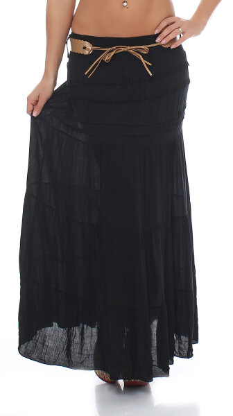 Maxi Rock mit Strickmuster elegant 1116 (schwarz)